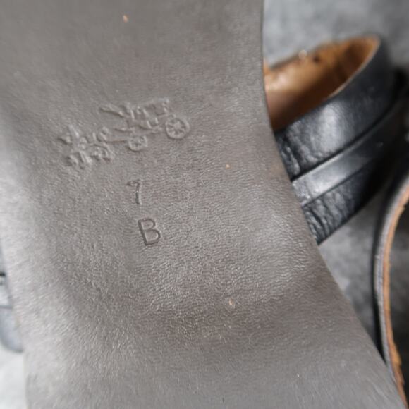Coach Shoes Womens 7 Sandals Matte Leather Slingback Logo Fashion Caterine Black - Picture 12 of 15
